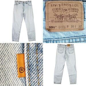 Vintage Jeans 1996 Levi's 550 Relaxed Fit Tapered Orange Tab Light Wash 38X32